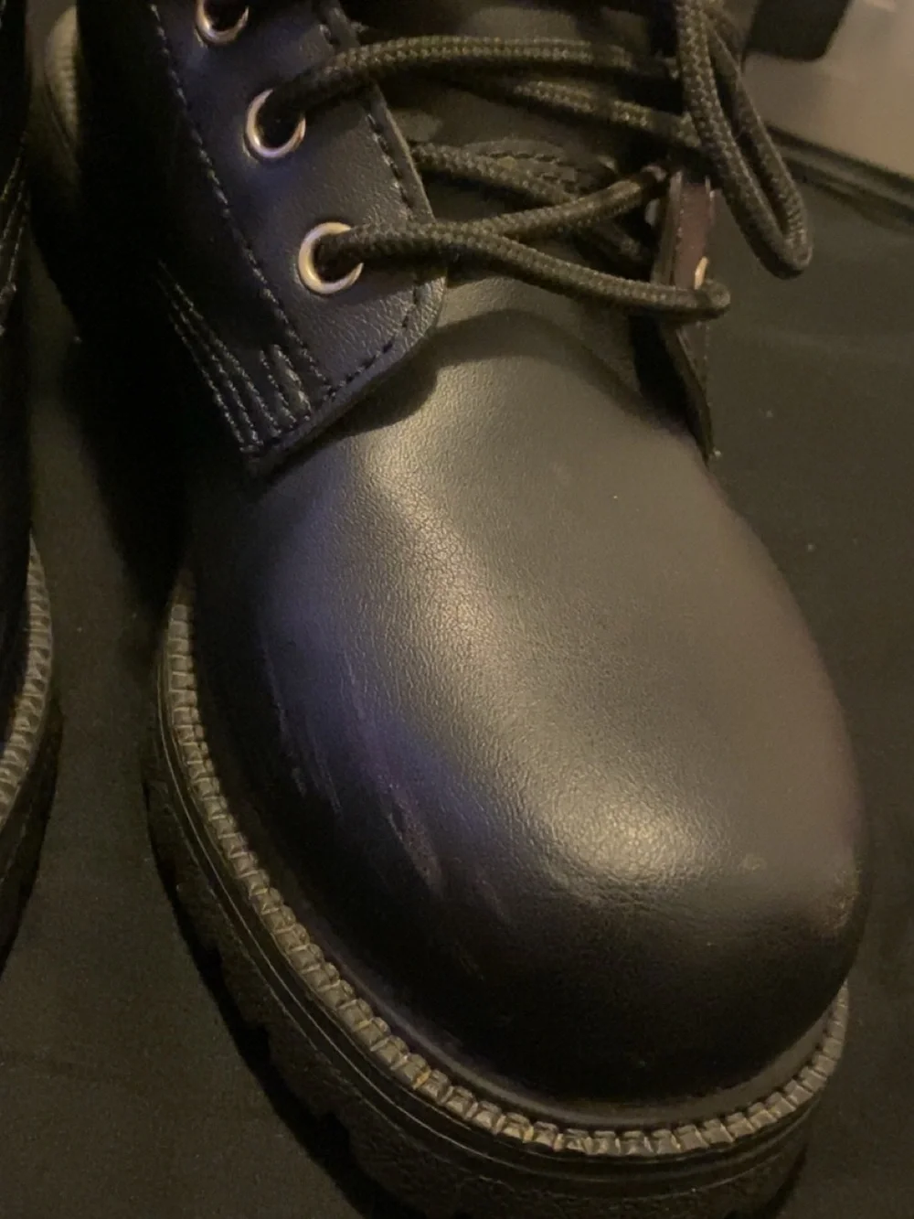 Black Men's Lace-Up Boots with Red Embroidered Band Logos